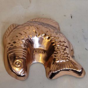 Vintage Copper Fish Mold Gelatin Ice Food Retro Korea B and M Douro Korea 10 In